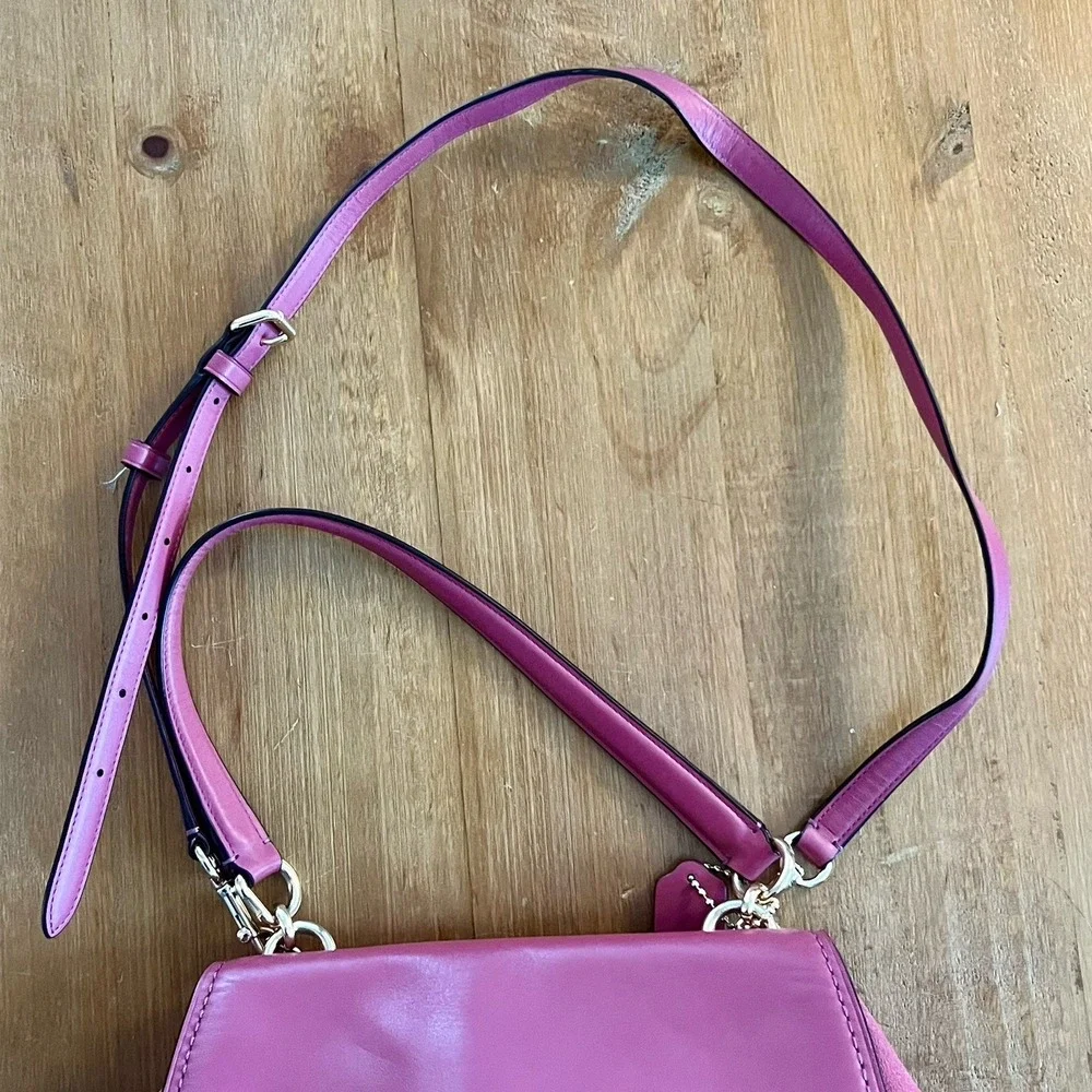 Pink Gold Coach Faye Carryall Dusty Rose Leather Shoulder Bag Crossbody Turnlock